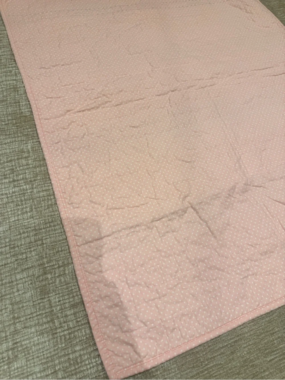 Vintage Handmade Baby Quilt Pink And Teal Floral 27x 35